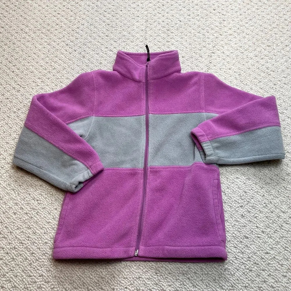 Toma Jacket Girls 12 Purple Polar Fleece Full Zip High Neck Pockets Malden Mills